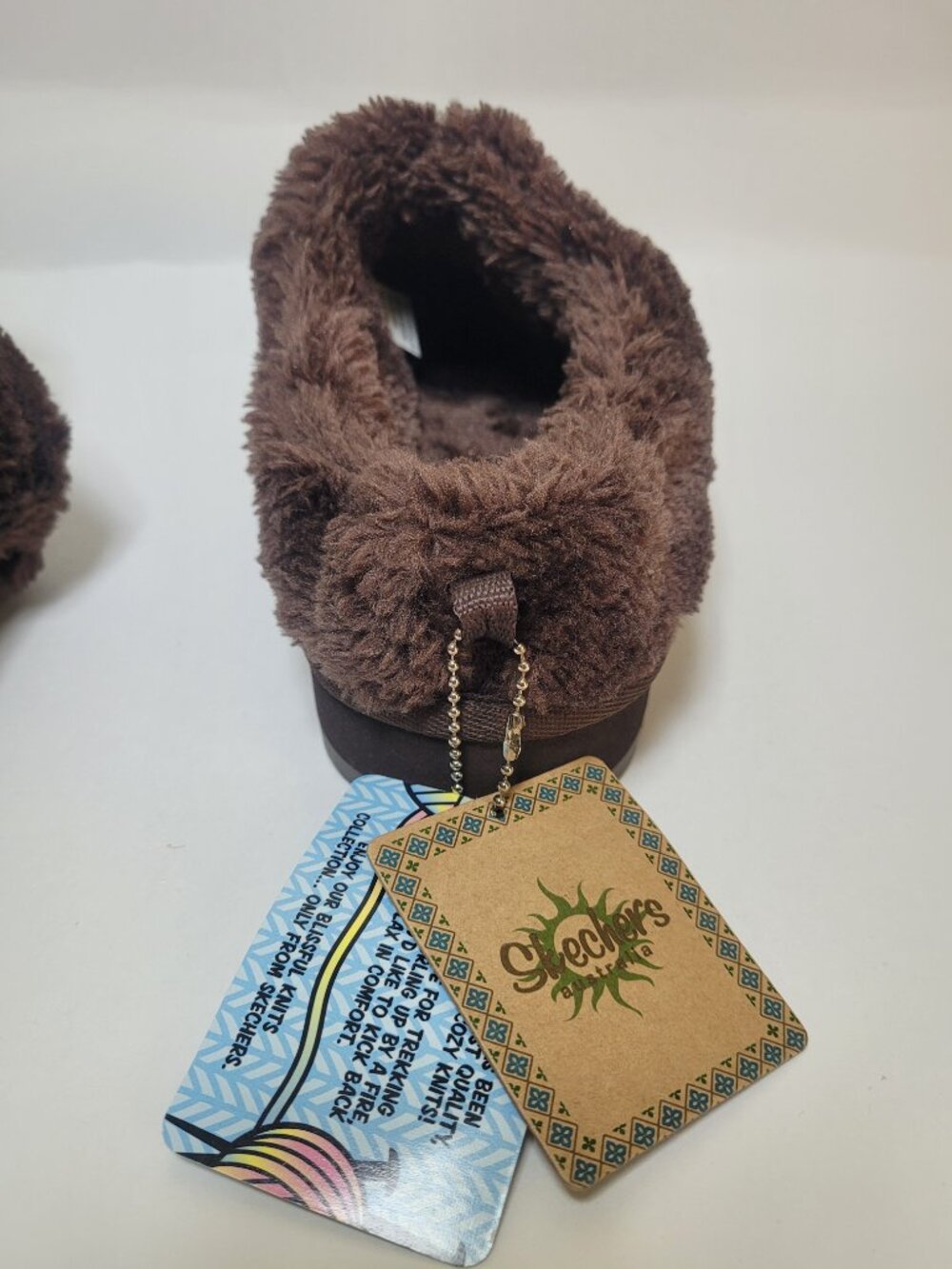 Skechers Blissful Knits Brown Knit Faux Fur Slipper Mules Womens 8 Slip Ons - Picture 4 of 8